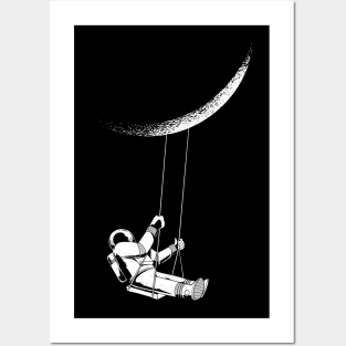 Astronaut Moon Swing Design Posters and Art